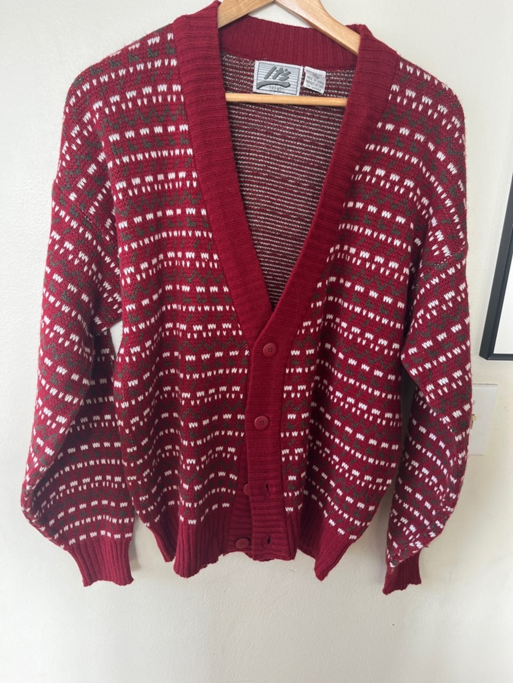 Classic Red Button-Front Women's Cardigan Sweater